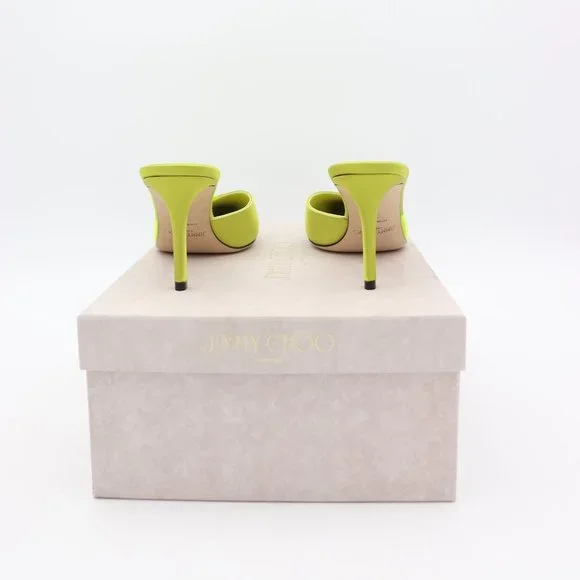 NIB Jimmy Choo Claria Neon Yellow Mules Slip-on Heels Pumps - Picture 6 of 8